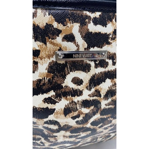 Nine West Leopard Print Malibu Handbag VTG Y2K Cheetah Purse Zip Tote Travel Bag - Picture 2 of 13